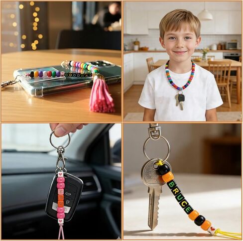 Aqltidiz DIY Beaded Keychain Making Kit, 660Pcs Bag Charm Supplies with Letter Beads, Heart Beads, Swivel Snap Hooks, Key Rings and Sturdy Cords, Ideal Handmade Craft Gift for Birthdays & Holidays in Saudi Arabia