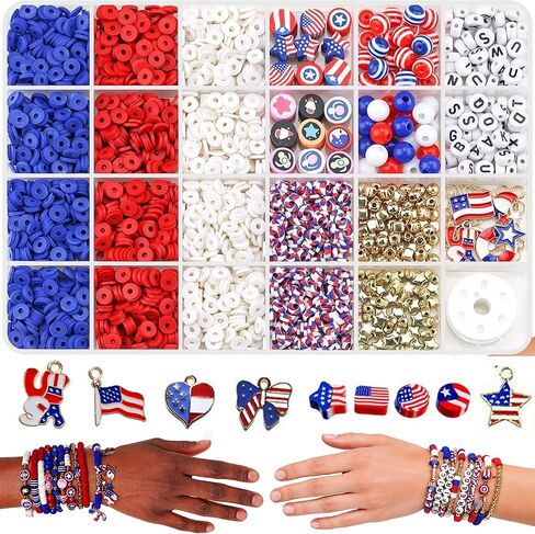 Ocean Theme Clay Beads Kit for Bracelet Making, 3000Pcs Blue White Polymer Heishi Beads Set with Starfish Shell Charms Pearls, DIY Jewelry Making Kit for Summer Beach Crafts in Kuwait