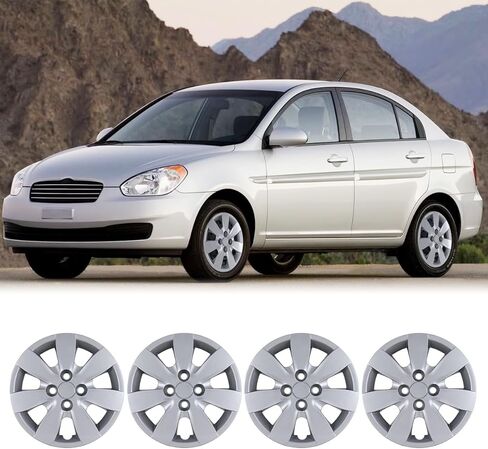 Winjet 14" Hubcaps for 2008-2011 Hyundai Accent Sedan/Hatchback Wheel Rim Covers, [Only Fit Iron Hub & Steel Wheel] Heavy Duty PP Material Bolt-On Installation (14 Inch Set of 4,Lacquer) in Kuwait