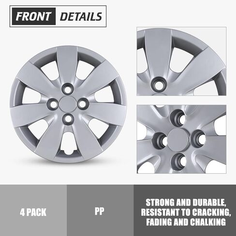 Winjet 14" Hubcaps for 2008-2011 Hyundai Accent Sedan/Hatchback Wheel Rim Covers, [Only Fit Iron Hub & Steel Wheel] Heavy Duty PP Material Bolt-On Installation (14 Inch Set of 4,Lacquer) in Kuwait