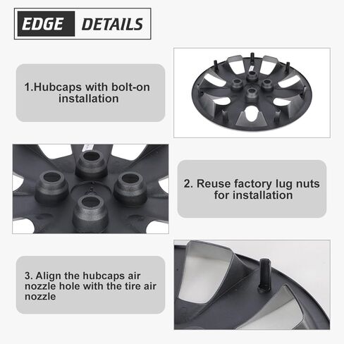 Winjet 14" Hubcaps for 2008-2011 Hyundai Accent Sedan/Hatchback Wheel Rim Covers, [Only Fit Iron Hub & Steel Wheel] Heavy Duty PP Material Bolt-On Installation (14 Inch Set of 4,Lacquer) in Kuwait