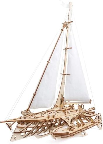 UGEARS Trimaran Merihobus، طقم نموذج، لغز ثلاثي الأبعاد، مجموعات نماذج خشبية للبالغين، نماذج ميكانيكية كاتاماران، مجموعة نماذج السفن الشراعية الخشبية، دعابة الدماغ in Kuwait