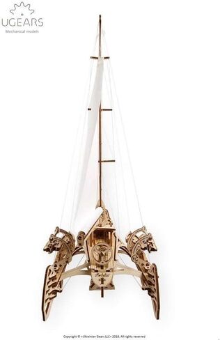UGEARS Trimaran Merihobus، طقم نموذج، لغز ثلاثي الأبعاد، مجموعات نماذج خشبية للبالغين، نماذج ميكانيكية كاتاماران، مجموعة نماذج السفن الشراعية الخشبية، دعابة الدماغ in Kuwait