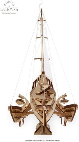 UGEARS Trimaran Merihobus، طقم نموذج، لغز ثلاثي الأبعاد، مجموعات نماذج خشبية للبالغين، نماذج ميكانيكية كاتاماران، مجموعة نماذج السفن الشراعية الخشبية، دعابة الدماغ in Kuwait