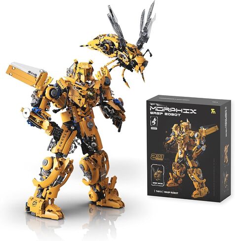 2 in 1 Wasp Robot Building Set Transforming Mecha Model Kit with Light-Up Core, Large Sci-Fi Mechanical Insect Display Figure, Advanced Construction Set for Teens and Adults in Saudi Arabia