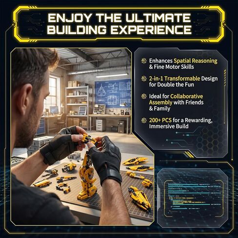 2 in 1 Wasp Robot Building Set Transforming Mecha Model Kit with Light-Up Core, Large Sci-Fi Mechanical Insect Display Figure, Advanced Construction Set for Teens and Adults in Saudi Arabia