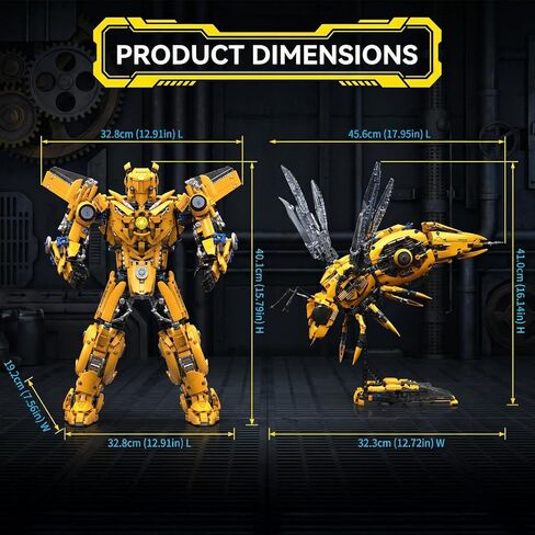 2 in 1 Wasp Robot Building Set Transforming Mecha Model Kit with Light-Up Core, Large Sci-Fi Mechanical Insect Display Figure, Advanced Construction Set for Teens and Adults in Saudi Arabia