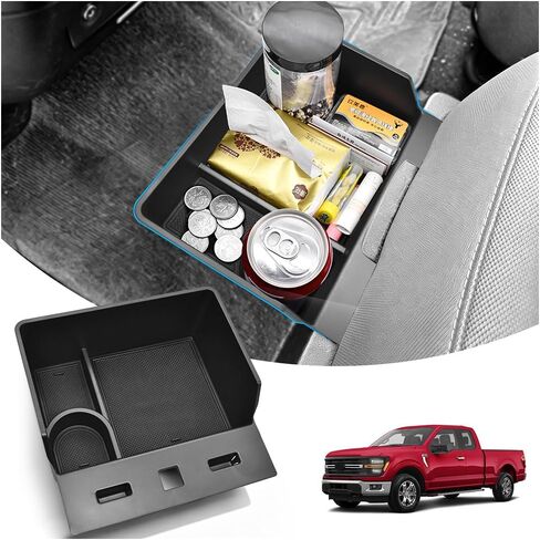 صينية تنظيم تخزين وحدة التحكم المركزية أسفل المقعد متوافقة مع 2015-2026 Ford F150 و2017-2026 F250 F350 F450 - استبدال حامل الأكواب OEM HC3Z-2813562-AB (فقط لمقعد القفز 40/20/40) in Kuwait