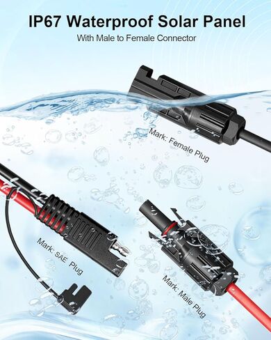 موصل اللوحة الشمسية إلى كابل محول SAE، كابل تمديد شمسي 1FT 10AWG مع محول عكس قطبية الصمامات/SAE لمجموعة شاحن اللوحة الشمسية RV in Saudi Arabia