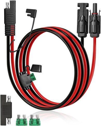 موصل اللوحة الشمسية إلى كابل محول SAE، كابل تمديد شمسي 1FT 10AWG مع محول عكس قطبية الصمامات/SAE لمجموعة شاحن اللوحة الشمسية RV in Kuwait