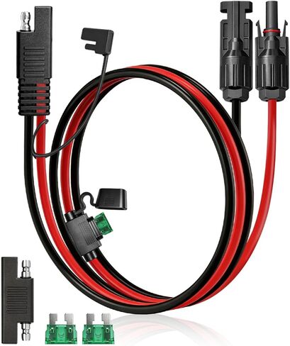 موصل اللوحة الشمسية إلى كابل محول SAE، كابل تمديد شمسي 1FT 10AWG مع محول عكس قطبية الصمامات/SAE لمجموعة شاحن اللوحة الشمسية RV in Saudi Arabia