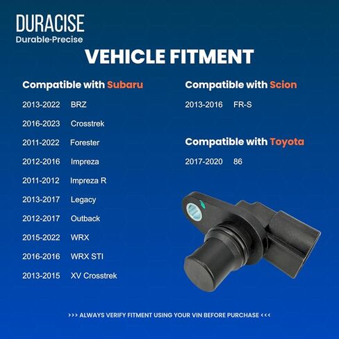 DURACISE Camshaft Position Sensor Compatible with 2011-2022 Subaru Forester, 2016-2023 Crosstrek, 2012-2017 Outback, Impreza, 2015-2022 WRX, BRZ, Legacy & Scion FR-S | OEM #22056-AA270, SU00300414 in Kuwait