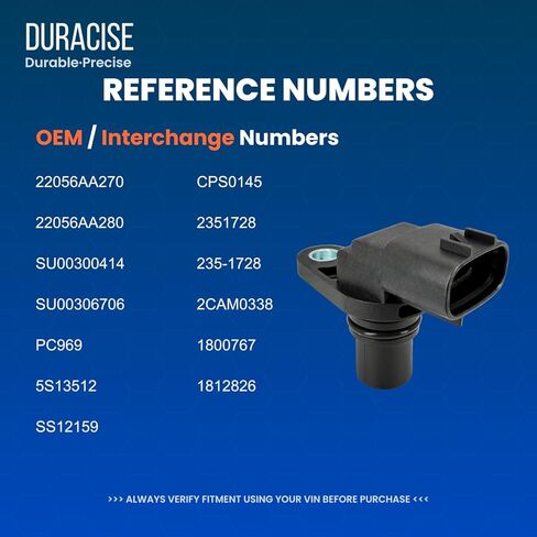 DURACISE Camshaft Position Sensor Compatible with 2011-2022 Subaru Forester, 2016-2023 Crosstrek, 2012-2017 Outback, Impreza, 2015-2022 WRX, BRZ, Legacy & Scion FR-S | OEM #22056-AA270, SU00300414 in Kuwait