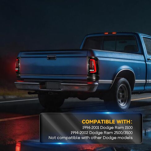 Boxlight LED أضواء خلفية متوافقة مع 1994-2001 Ram 1500 2500 3500 الخلفية مصباح مكبح المصابيح الخلفية الجمعية 1 زوج من أضواء خلفية عدسة الدخان in Kuwait