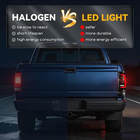 Boxlight LED أضواء خلفية متوافقة مع 1994-2001 Ram 1500 2500 3500 الخلفية مصباح مكبح المصابيح الخلفية الجمعية 1 زوج من أضواء خلفية عدسة الدخان in Kuwait