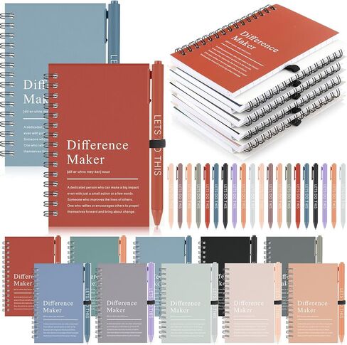 Resurhang 20 Set Difference Maker Gift Notebook Employee Appreciation Gift, Inspirational A6 Journal with Ballpoint Pens for Teacher Coworker Team (Morandi Colors) in Kuwait
