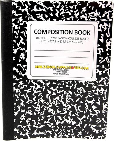 School Supply Boxes | Black, Wide-Ruled Composition Notebooks | 24 Pack | 100 Sheets, 200 Pages Per Pack in Kuwait