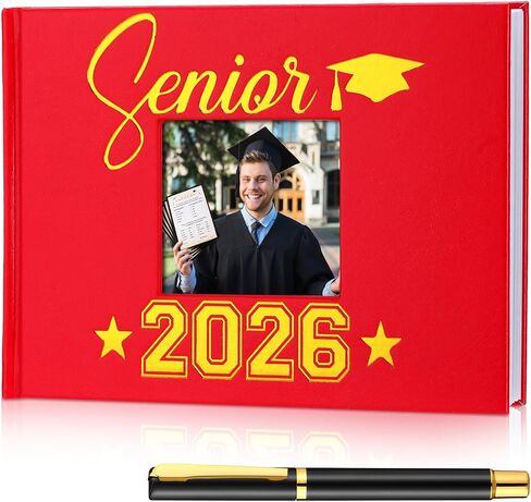 Geyoga 2026 كتاب ضيوف التخرج مع فئة القلم لعام 2026 ضيف التخرج تسجيل الدخول في كتاب قصاصات الذاكرة لكبار السن هدايا ليلية هدايا حفلات الكلية، 6 × 8 بوصة (كبار 2026، أسود) in Kuwait