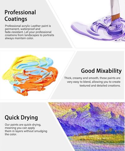 Colorful Acrylic Leather Paint, 8 x 30ml Kit with Deglazer & Finisher Gloss, 6 Colors Flexible & Waterproof Leather Dye Kit Perfect Shoes, Sneaker, Couches, Bags, Sofa, and Car Seat in Saudi Arabia