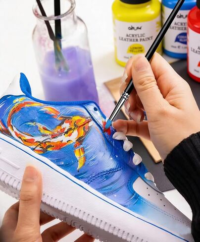 Colorful Acrylic Leather Paint, 8 x 30ml Kit with Deglazer & Finisher Gloss, 6 Colors Flexible & Waterproof Leather Dye Kit Perfect Shoes, Sneaker, Couches, Bags, Sofa, and Car Seat in Saudi Arabia
