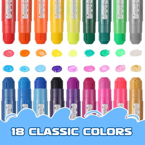 Bath Crayons, 18 Pack Bathtub Crayons Bath Crayon for toddlers & kids, 2 Cleaning sponges, Nontoxic Safe for Children Washable Bath Markers, Twistable Sticks Draw Smoothly on Tub Walls Bathtime Fun in Saudi Arabia