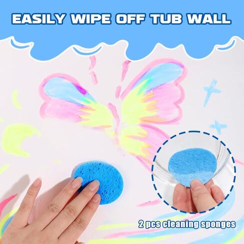 Bath Crayons, 18 Pack Bathtub Crayons Bath Crayon for toddlers & kids, 2 Cleaning sponges, Nontoxic Safe for Children Washable Bath Markers, Twistable Sticks Draw Smoothly on Tub Walls Bathtime Fun in Saudi Arabia