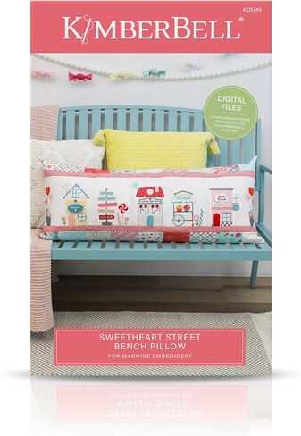 Kimberbell Sweetheart Street Bench Pillow - Machine Embroidery Design – 16" x 38" Finished Size – Digital Download Redemption Card for 5x7 & Larger Hoops (Art, DST, EXP, HUS, JEF, PES, VIP, VP3, XXX) in Kuwait
