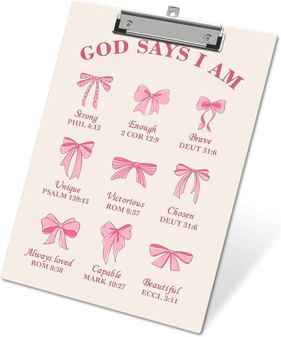 Bible Clipboard, Pink Bow Clipboards with Low Profile Clip for Office School Use, Christian Prayer Wooden Clip Boards for Nurses Teachers Students - C04 in Saudi Arabia