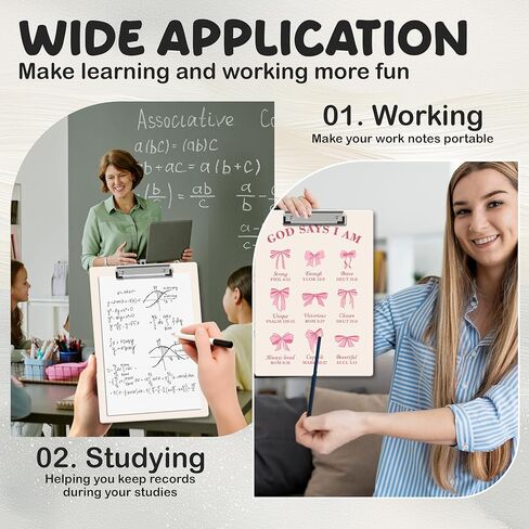 Bible Clipboard, Pink Bow Clipboards with Low Profile Clip for Office School Use, Christian Prayer Wooden Clip Boards for Nurses Teachers Students - C04 in Saudi Arabia