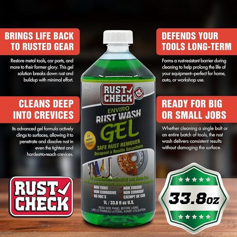 Enviro Rust Wash – Heavy Duty Iron Remover for Car Rims & Wheels – Metal Decon for Brake Dust, Rust, and Oxidation – Safe on Stainless Steel & Motorcycle Use - Gel - 33.8 FL OZ - Bottle in Saudi Arabia