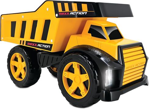 Maxx Action 16" Steel Dump Truck, Realistic Lights & Sounds, Heavy Duty Metal Truck Bed, Extra Large Wheels, Rugged Construction Vehicle Toy for Kids, Ages 3+, Indoor and Outdoor Play in Saudi Arabia