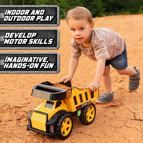 Maxx Action 16" Steel Dump Truck, Realistic Lights & Sounds, Heavy Duty Metal Truck Bed, Extra Large Wheels, Rugged Construction Vehicle Toy for Kids, Ages 3+, Indoor and Outdoor Play in Saudi Arabia