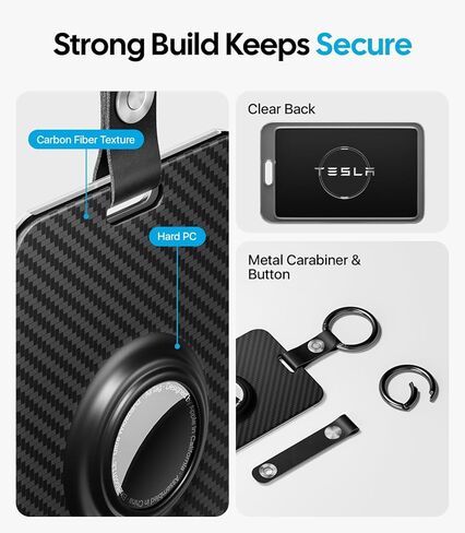 Wigoo Key Card Holder for Tesla with AirTag Slot [Scratch-Resistant, Carbon Fiber Texture] Hard PC Key Card Case with Keychain, for Model 3/Y/S/X Cybertruck Accessories (2-Pack) in Saudi Arabia