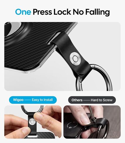 Wigoo Key Card Holder for Tesla with AirTag Slot [Scratch-Resistant, Carbon Fiber Texture] Hard PC Key Card Case with Keychain, for Model 3/Y/S/X Cybertruck Accessories (2-Pack) in Saudi Arabia