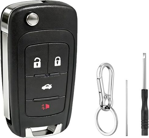 4 Button Key Fob Case for Chevy Cruze Malibu Impala Sonic Equinox Camaro Buick Regal Encore Verano Lacrosse GMC Terrain 2010 2011 2012 2013 2014 2015 2016 2017 2018 2019 Key Shell Cover Replacement in Saudi Arabia