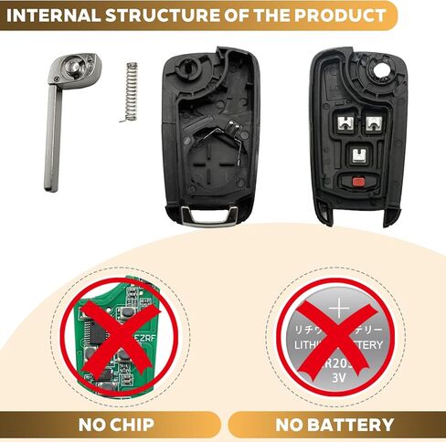 4 Button Key Fob Case for Chevy Cruze Malibu Impala Sonic Equinox Camaro Buick Regal Encore Verano Lacrosse GMC Terrain 2010 2011 2012 2013 2014 2015 2016 2017 2018 2019 Key Shell Cover Replacement in Saudi Arabia