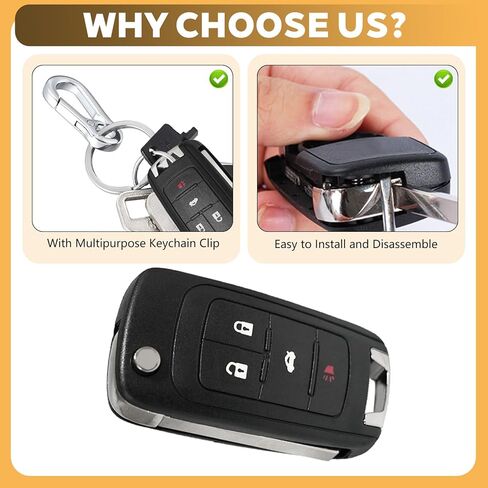4 Button Key Fob Case for Chevy Cruze Malibu Impala Sonic Equinox Camaro Buick Regal Encore Verano Lacrosse GMC Terrain 2010 2011 2012 2013 2014 2015 2016 2017 2018 2019 Key Shell Cover Replacement in Saudi Arabia