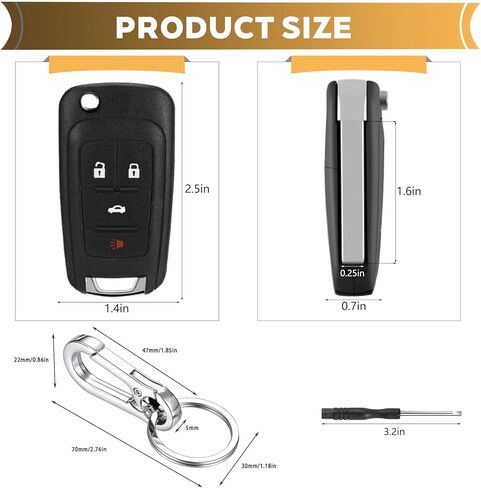 4 Button Key Fob Case for Chevy Cruze Malibu Impala Sonic Equinox Camaro Buick Regal Encore Verano Lacrosse GMC Terrain 2010 2011 2012 2013 2014 2015 2016 2017 2018 2019 Key Shell Cover Replacement in Saudi Arabia