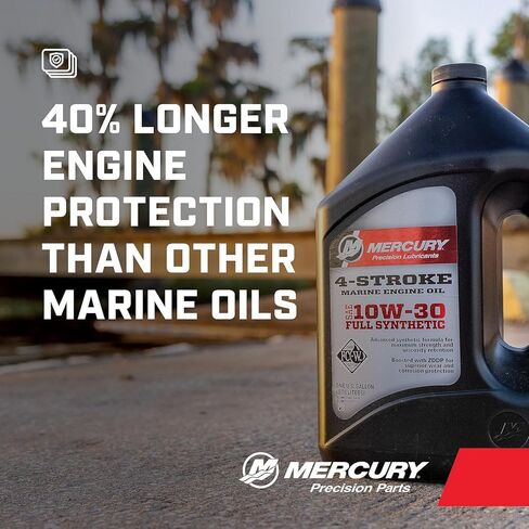 MERCURY 10W-30 4-Stroke Full Synthetic Marine Engine Oil, 1 Gallon - 8M0173224 in Kuwait