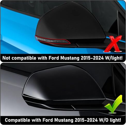 Moonlinks Compatible with 2015 2016 2017 2018 2019 2020 2021 2022 2023 2024 2025 Ford Mustang Right Passenger Side Mirror Cover,Glossy Black Right Side Clip-on Mirror Cap Replace for FR3Z-17D742-AAPTM in Kuwait