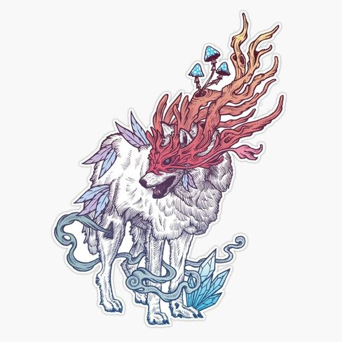 Magnet Spirit Animal - Wolf Magnetic Sticker Vinyl Waterproof Magnet Decal Car 5" in Kuwait