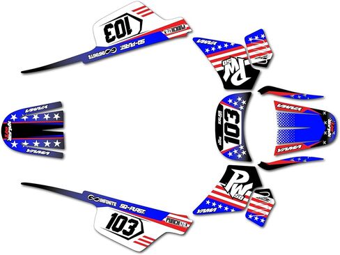 Graphics Kit for Yamaha PW50 (1980-2023) Usa Series Red-blue 09 Mil - Dirt bike Custom Racing Graphics Decals Stickers Kit, no-plastics in Kuwait