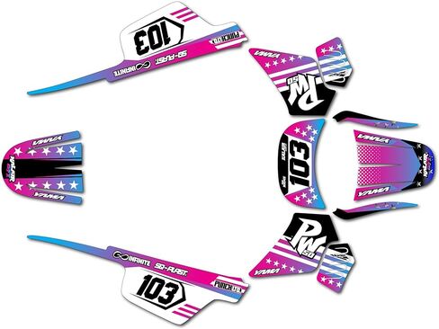 Graphics Kit for Yamaha PW50 (1980-2023) Usa Series Red-blue 09 Mil - Dirt bike Custom Racing Graphics Decals Stickers Kit, no-plastics in Kuwait