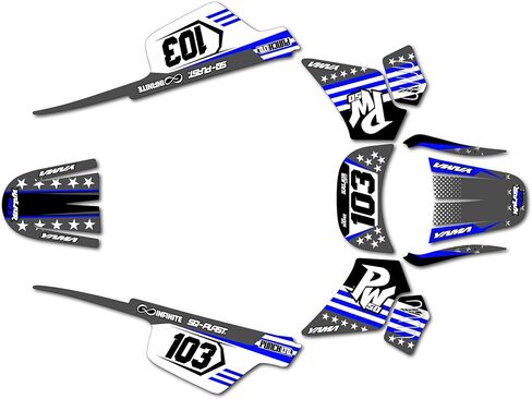 Graphics Kit for Yamaha PW50 (1980-2023) Usa Series Red-blue 09 Mil - Dirt bike Custom Racing Graphics Decals Stickers Kit, no-plastics in Kuwait