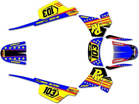 Graphics Kit for Yamaha PW50 (1980-2023) Usa Series Red-blue 09 Mil - Dirt bike Custom Racing Graphics Decals Stickers Kit, no-plastics in Kuwait