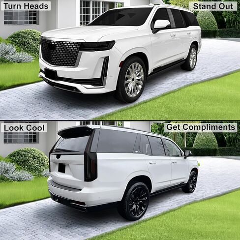 BOGAR TECH DESIGNS Full Headlight Taillight Tint Kit Compatible with Cadillac Escalade (ESV) 2021-2024, Dark Smoke in Kuwait