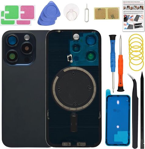 15 Pro Max Back Glass Cover Replacement Compatible with iPhone 15 Pro Max (6.7-inch Natural Titanium) with Pre-Installed Lens, Includes Toolkit, Repair Guide in Saudi Arabia