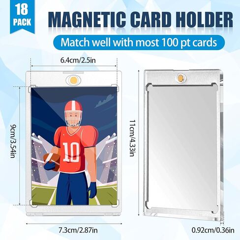 18Pcs 100PT Magnetic Card Holders, Clear Acrylic Magnetic Card Case for Trading Cards Sports Cards Baseball Football Basketball Hockey in Saudi Arabia