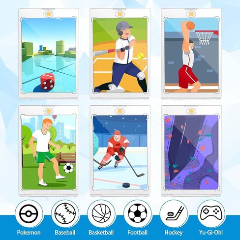 18Pcs 100PT Magnetic Card Holders, Clear Acrylic Magnetic Card Case for Trading Cards Sports Cards Baseball Football Basketball Hockey in Saudi Arabia
