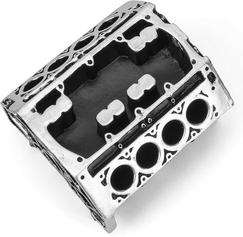 V8 Engine Block Business Card Holder – 3D Printed PLA Desk Organizer for Pens, Pencils & Name Cards, Shiny Silver Car Enthusiast Decor, Realistic Automotive Design, Unique Office Gift in Kuwait